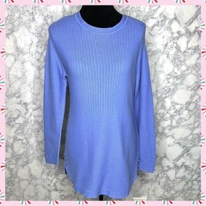 Talbots Periwinkle Blue Ribbed Knit Tunic Top Womens Small
